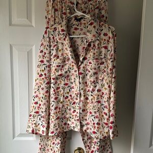 J. Crew Women’s Floral  Pajamas - Cream with Red and Yellow Accents